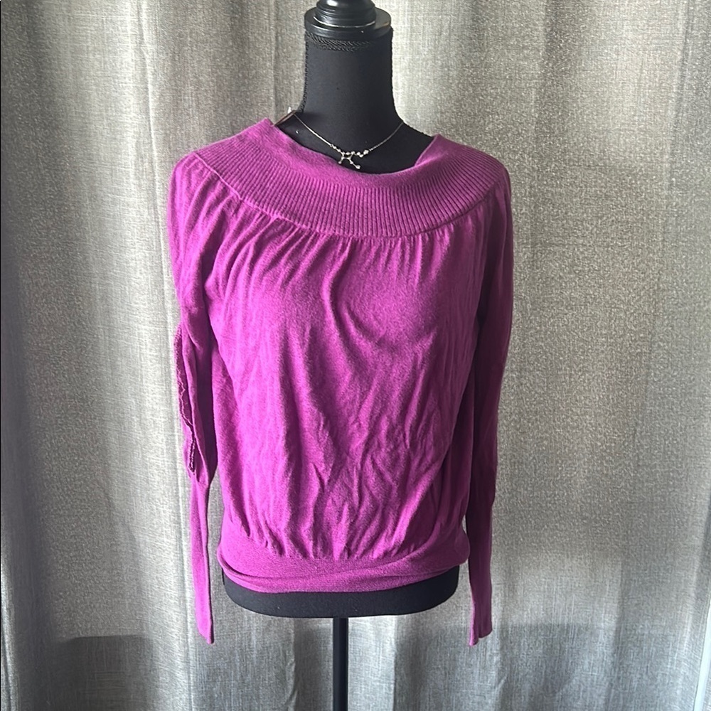 Free People Pink Ruched Long Sleeve Sweatshirt